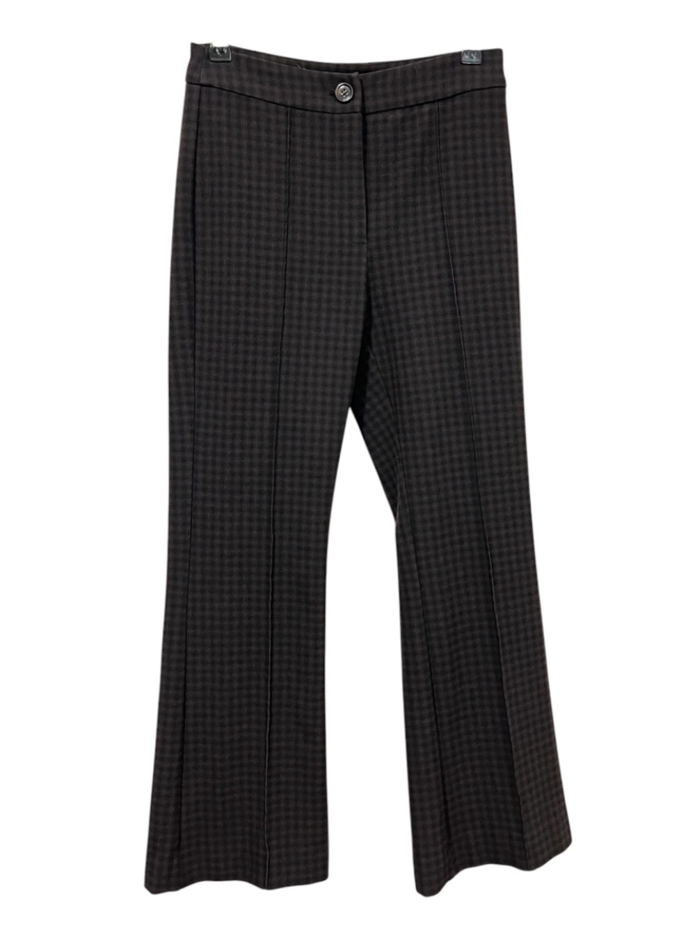 MNG Mango Check Plaid Boot-Cut Trousers